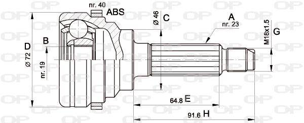 OPEN PARTS Шарнирный комплект, приводной вал CVJ5274.10